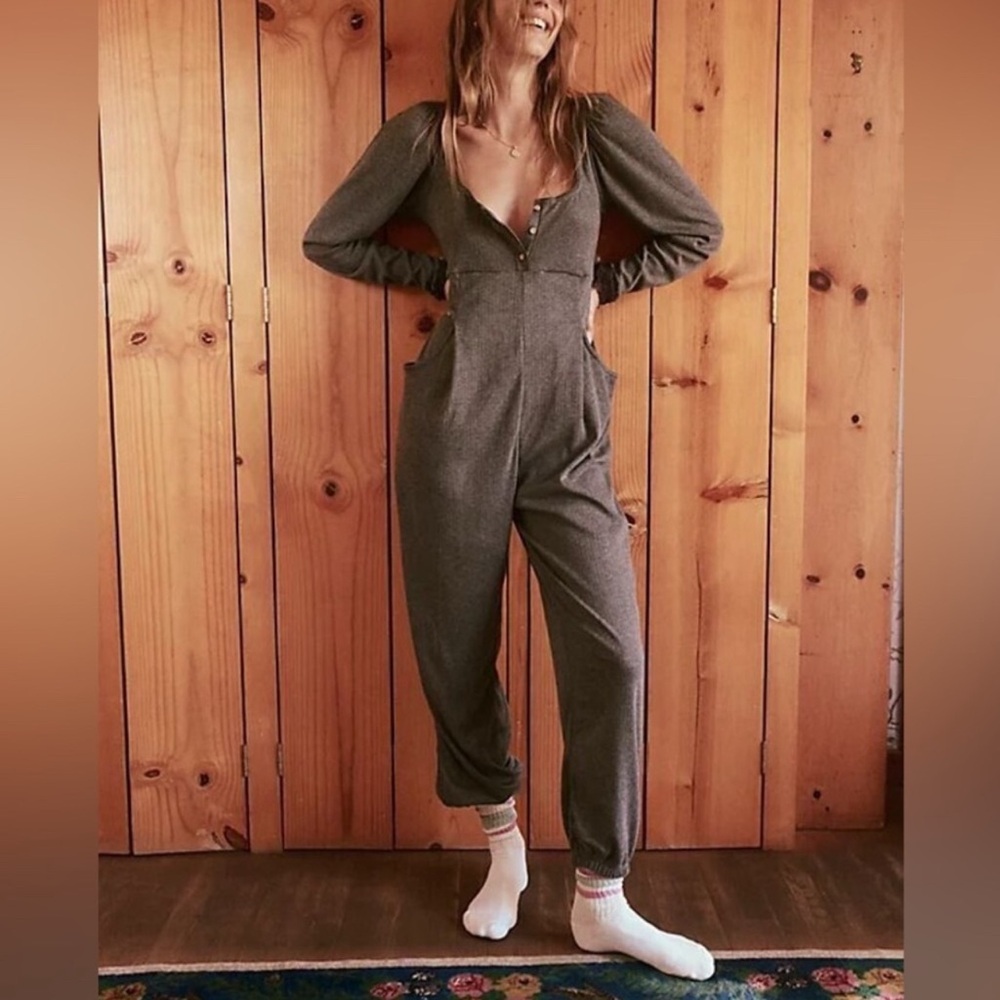 Free People Intimately On Point Romper Henley Ribbed One Piece XS